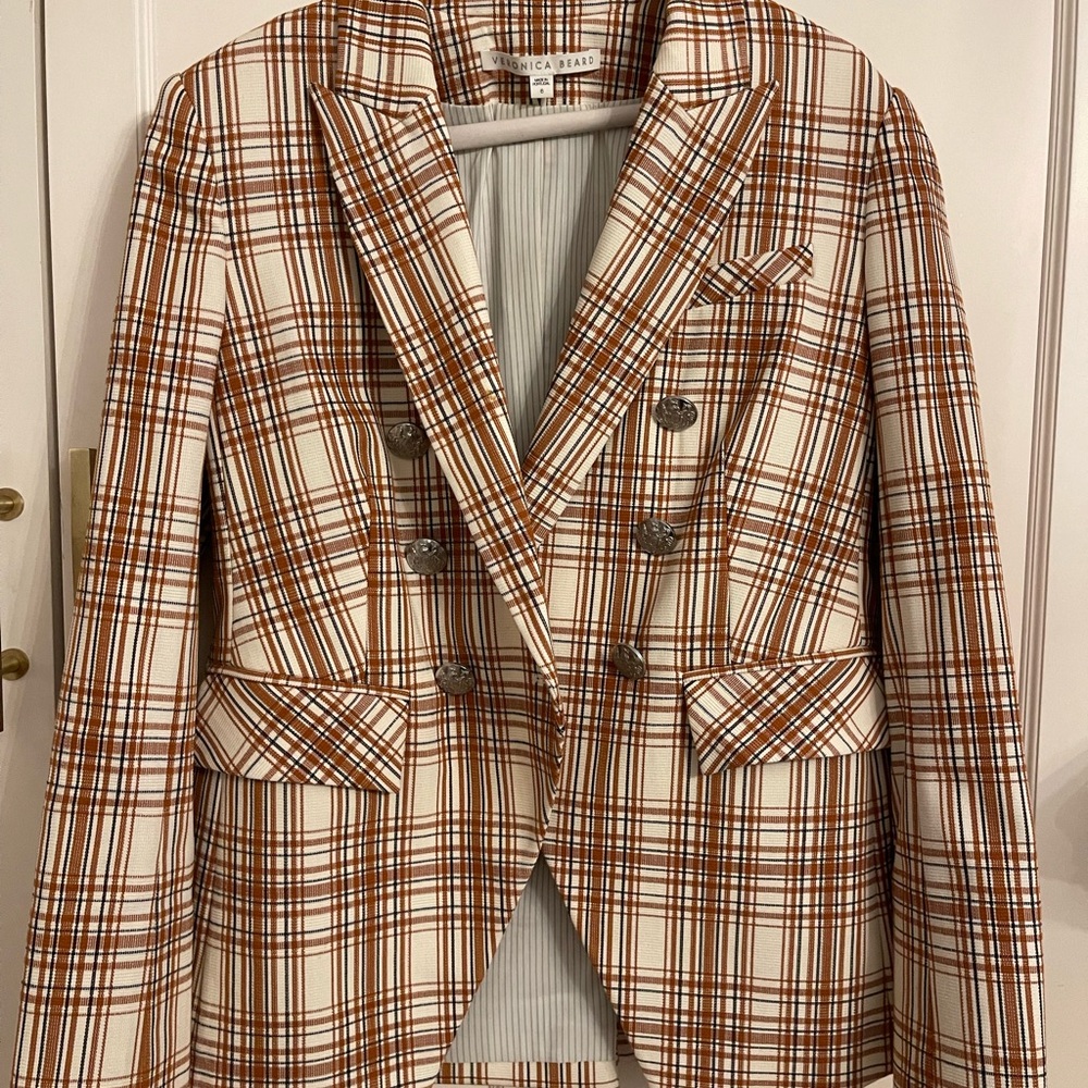Veronica Beard Brown and White Tailored Blazer